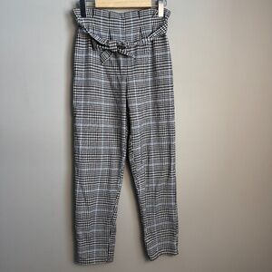 H&M Girl's Pull-On Houndstooth Plaid Tie-Belt Pants Black & White Size Girls‎ 16